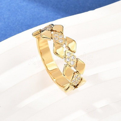 304 Stainless Steel Micro Pave Cubic Zirconia Finger Rings for Women RJEW-K315-03G-1