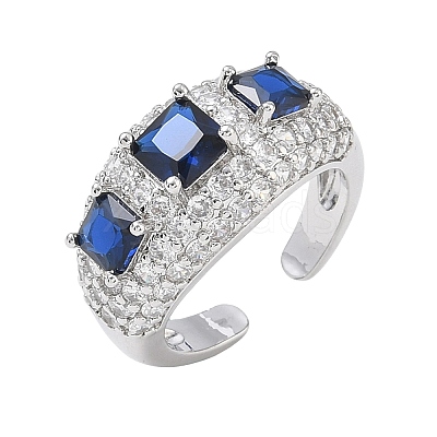 Brass Micro Pave Cubic Zirconia Cuff Open Rings for Women RJEW-L343-13P-1