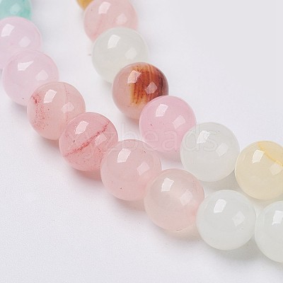 Natural Colorful Green Jade Beads Strands G-G757-01-12mm-1