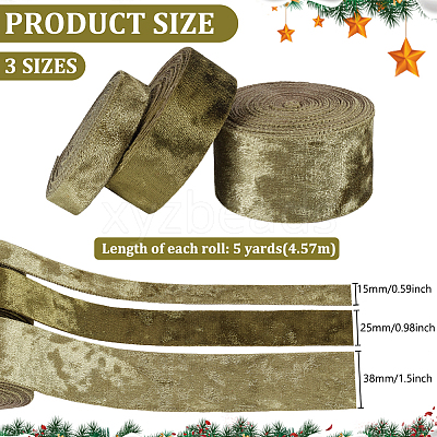 15 Yards 3 Styles Polyester Single Face Velvet Ribbons SRIB-BC0001-31D-1