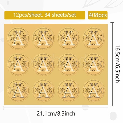 34 Sheets Self Adhesive Gold Foil Embossed Stickers DIY-WH0509-085-1