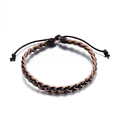 Adjustable Braided Leather Cord Bracelets BJEW-P099-21B-1