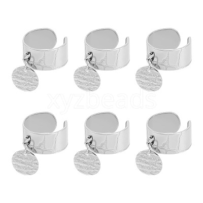 6Pcs 304 Stainless Steel Open Cuff Finger Rings RJEW-UN00009-1
