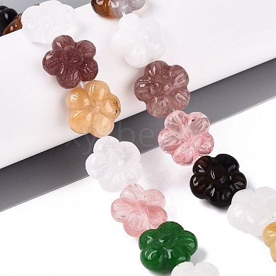 Natural & Synthetic Mixed Stone Carved Beads Strands G-Q608-20-1