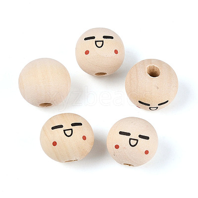 Printed Schima Wood Beads WOOD-T033-02F-1
