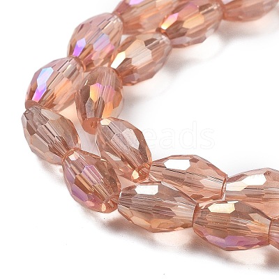 Transparent Electroplate Glass Beads Strands EGLA-A037-T6x8mm-B06-1