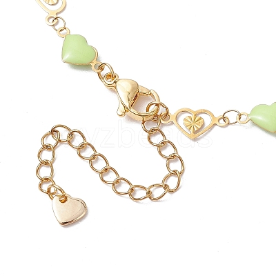 304 Stainless Steel Enamel Colorful Heart Link Chain Bracelet Making AJEW-JB01304-1