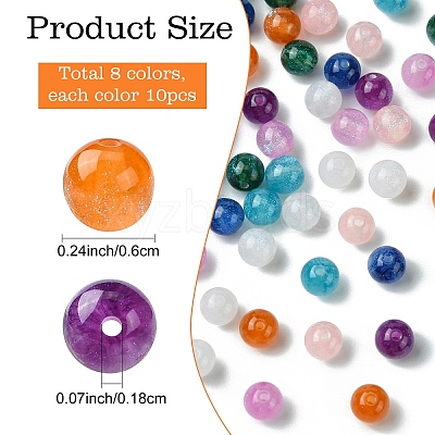 80Pcs 8 Colors Round Imitation Cat Eye Resin Beads RESI-YW0001-81-1
