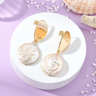 Natural Baroque Keshi Pearl Stud Dangle Earring EJEW-JE07134-1