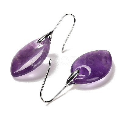 Natural & Synthetic Mixed Stone Horse Eye Dangle Earrings EJEW-I315-01P-1