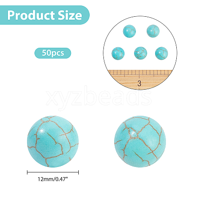 50Pcs Synthetic Turquoise Beads G-AR0004-59-1