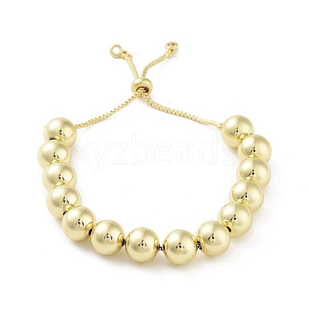 Adjustable Brass Round Beaded Slider Bracelets BJEW-D039-31D-G-1