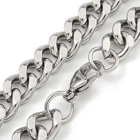 Non-Tarnish 201 Stainless Steel Cuban Link Chain Necklaces for Women and Men NJEW-F322-11P-02-1