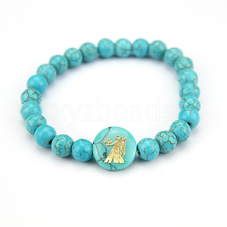 Minimalist European Style Constellation Synthetic Turquoise Beaded Stretch Bracelets for Women XC6059-12-1