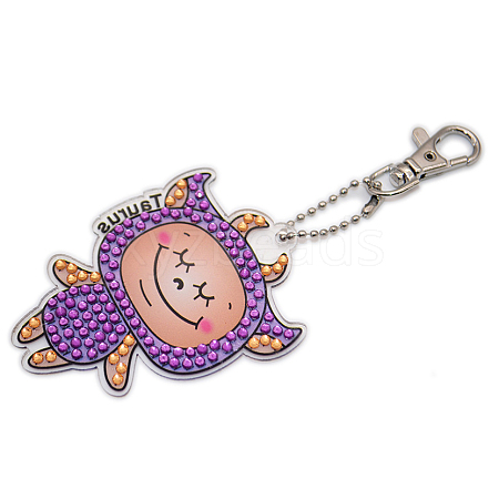 DIY Constellations Pattern Cartoon Keychain Diamond Painting Kits ZODI-PW0001-107B-1