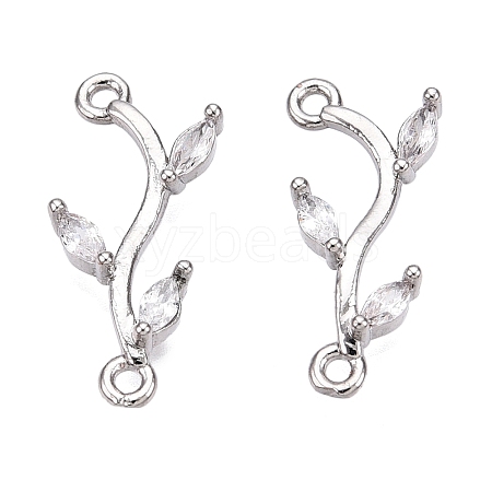 Brass Clear Cubic Zirconia Branch Links Connectors KK-S359-156P-RS-1