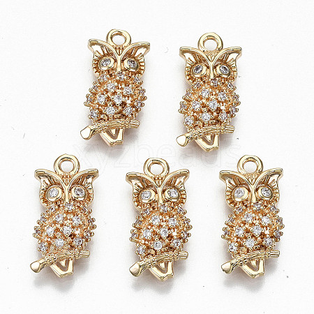 Brass Micro Pave Cubic Zirconia Pendants X-KK-S359-026-RS-1