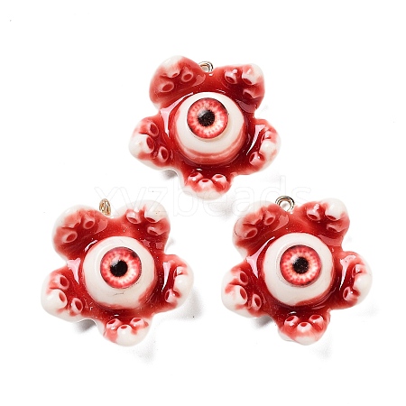 Eyeball Theme Opaque Resin Enamel Pendants RESI-D076-02D-1