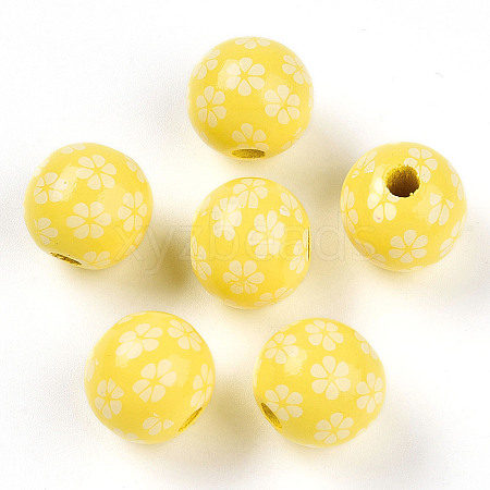 Easter Theme Printed Wood Beads WOOD-T032-22M-1