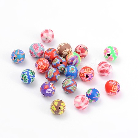 Handmade Polymer Clay Beads X-FM8mmY-1