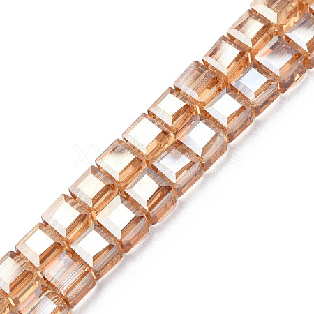 Electroplate Transparent Glass Beads Strands EGLA-N002-28-F05-1