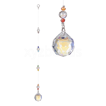 Glass Teardrop Pendant Decorations HJEW-TA00015-1