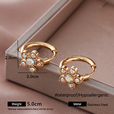304 Stainless Steel Rhinestone Hoop Earrings for Women KH4016-7-1