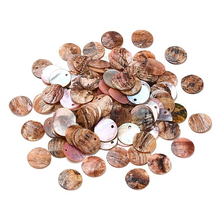 Spray Painted Natural Akoya Shell Charms SHEL-F007-15A-01-1