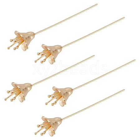 GOMAKERER 10Pcs Brass Flower Shape Head Pins KK-GO0001-49-1