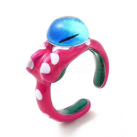 Acrylic Double Dragon Eye Open Cuff Ring RJEW-H111-04-1