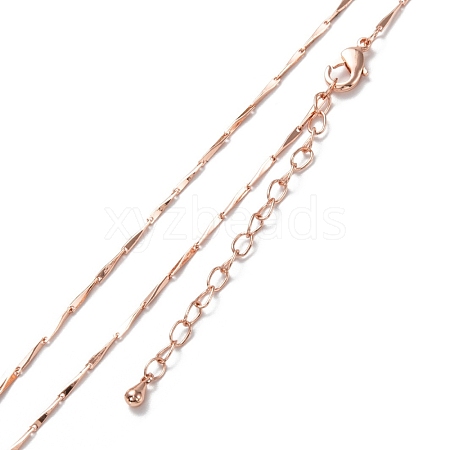 Brass Bar Link Chain Necklaces NJEW-K123-04RG-1