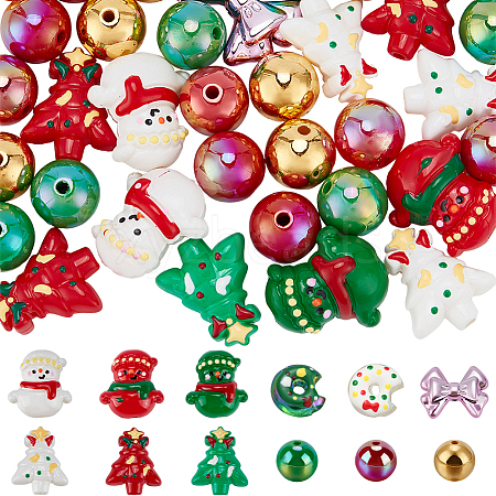 Christmas Theme Acrylic Beads Set OACR-SP0001-20A-1