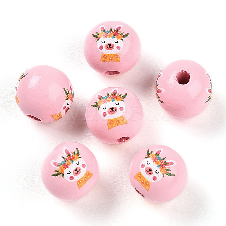 Easter Theme Printed Wood Beads WOOD-T032-22T-1