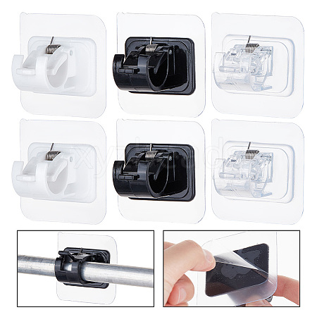 AHADEMAKER 6 Pairs 3 Styles Plastic Self Adhesive Curtain Hanging Rod Brackets FIND-GA0005-62-1