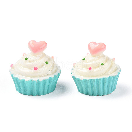 Heart with Cake Resin Cabochons CRES-R183-04A-1