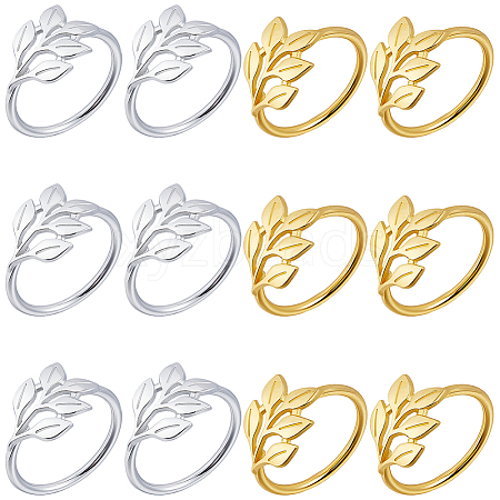 16Pcs 2 Colors Leaf Alloy Napkin Rings AJEW-GF0013-15-1