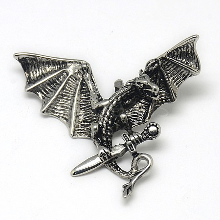 Fashionable Retro 304 Stainless Steel Pterosaur with Sword Pendants STAS-L017-96-1