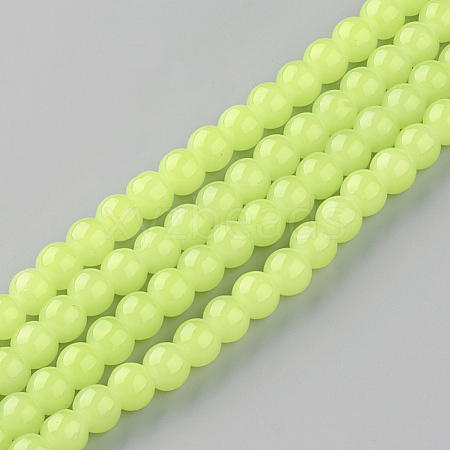 Baking Painted Imitation Jade Glass Round Bead Strands X-DGLA-Q021-6mm-08-1