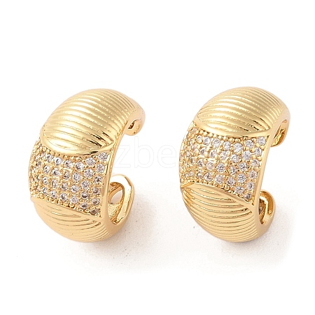 Rack Plating Brass Micro Pave Clear Cubic Zirconia Cuff Earrings for Women EJEW-G394-03G-1