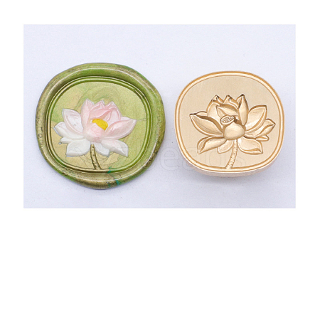 Golden Tone Wax Seal Brass Stamp Head STAM-PW0005-019G-03-1