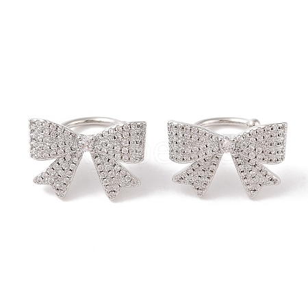 Brass Micro Pave Clear Cubic Zirconia Cuff Earrings for Women EJEW-I305-22P-1