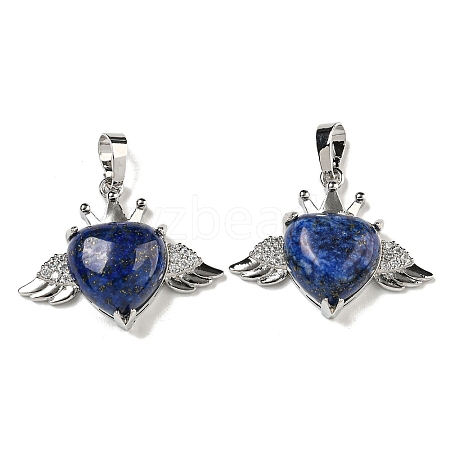 Dyed Natural Lapis Lazuli with Clear Cubic Zirconia Pendants G-G133-02P-20-1