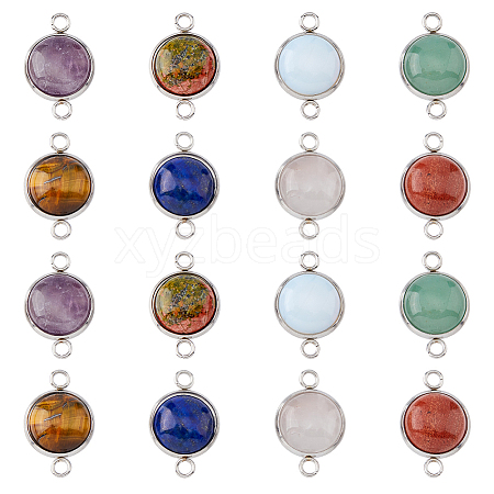 Unicraftale 16Pcs 8 Styles Natural & Synthetic Mixed Gemstone Connector Charms G-UN0001-25-1