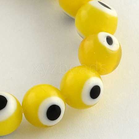 Round Handmade Evil Eye Lampwork Beads Strands LAMP-R114-8mm-01-1