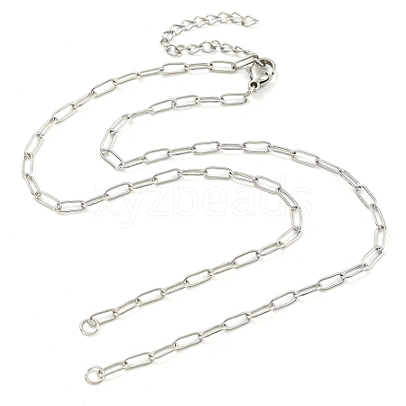 304 Stainless Steel Paperclip Chains Necklace Makings AJEW-P119-05P-1