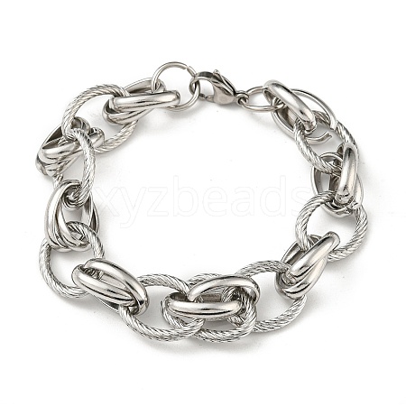 Non-Tarnish 201 Stainless Steel Oval Link Chain Bracelets STAS-Z056-19P-1