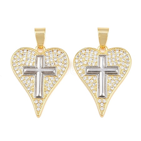 Brass Micro Pave Clear Cubic Zirconia Pendants KK-L275-71C-G-1