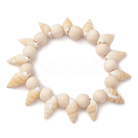 Summer Beach Natural Spiral Shell Stretch Bracelets BJEW-JB10356-1