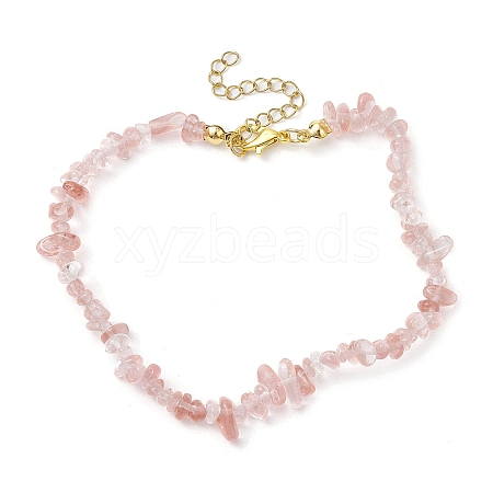 Cherry Quartz Glass Anklets AJEW-AN00592-05-1