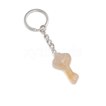 Natural Grey Agate Keychain PW-WGD467F-05-1